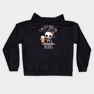 Kawaii Skeleton Halloween & Oktoberfest - I'm Just Here for the Boos Kids Hoodie